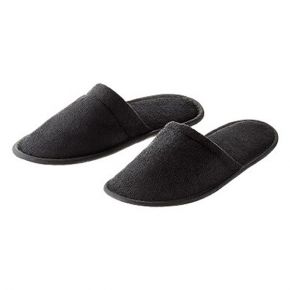 Pantofola in elegante spugna nera con suola da 5mm imbustata singolarmente - taglia unica