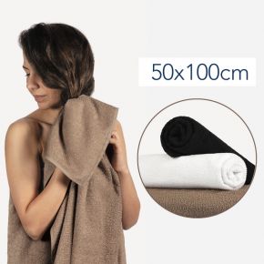 Asciugamano wellness linea CONFORT misura 50x100cm colore fango IDH filato in cotone 100% Made in Italy