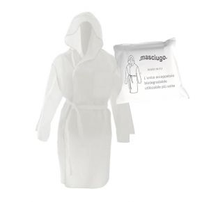 Bathrobe biodegradable and reusable several times in very absorbent embossed fabric cod. RE19ECO20