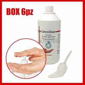 Confezione 6 Gel mani ad azione igienizzante Care&Clane con il 75% di alcool - Flacone da 500ml con dosatore