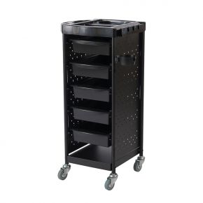 Hairdressing trolley with 5 sliding drawers and an upper tray