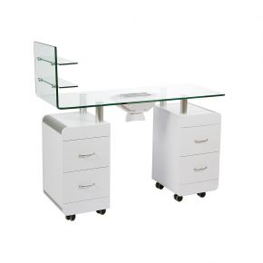 Elegant manicure table equipped with a double column with drawers