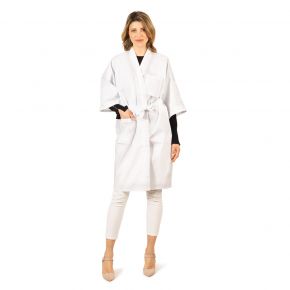 Kimono Cliente lungo 35% Cotone - 65% Polyestere tessuto candeggiabile taglia unica colore bianco