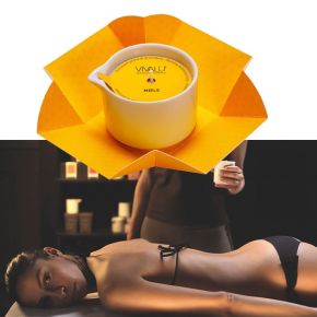 Candela da massaggio Vivalu Tribe al miele per pelle gustosa e coccolosa piacere puro per corpo e spirito - Contenuto 100 ml per 2-3 massaggi corpo completi