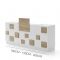 Reception Cube Vismara con frontali in legno e vetrine espositive - lunghezza da 100cm a 200cm