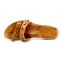 Zoccolo Baldo Simo basso in pelle naturale con borchie e appoggi su legno altezza zoccolo 2,5 cm