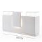 Reception Light Desk by Vismara in nobilitato bianco lucido componibile con vetrine lunghezza da 100cm a 200cm