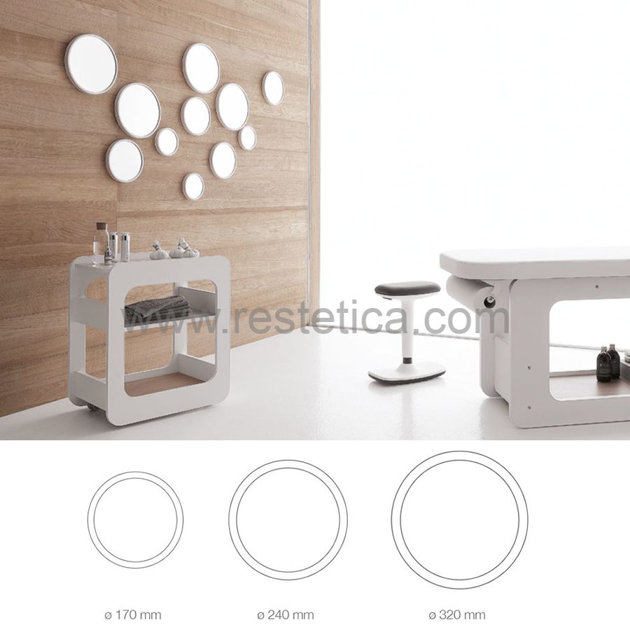 Set di tre specchi rotondi Tris Bubbles by Vismara dotati di illuminazione a LED