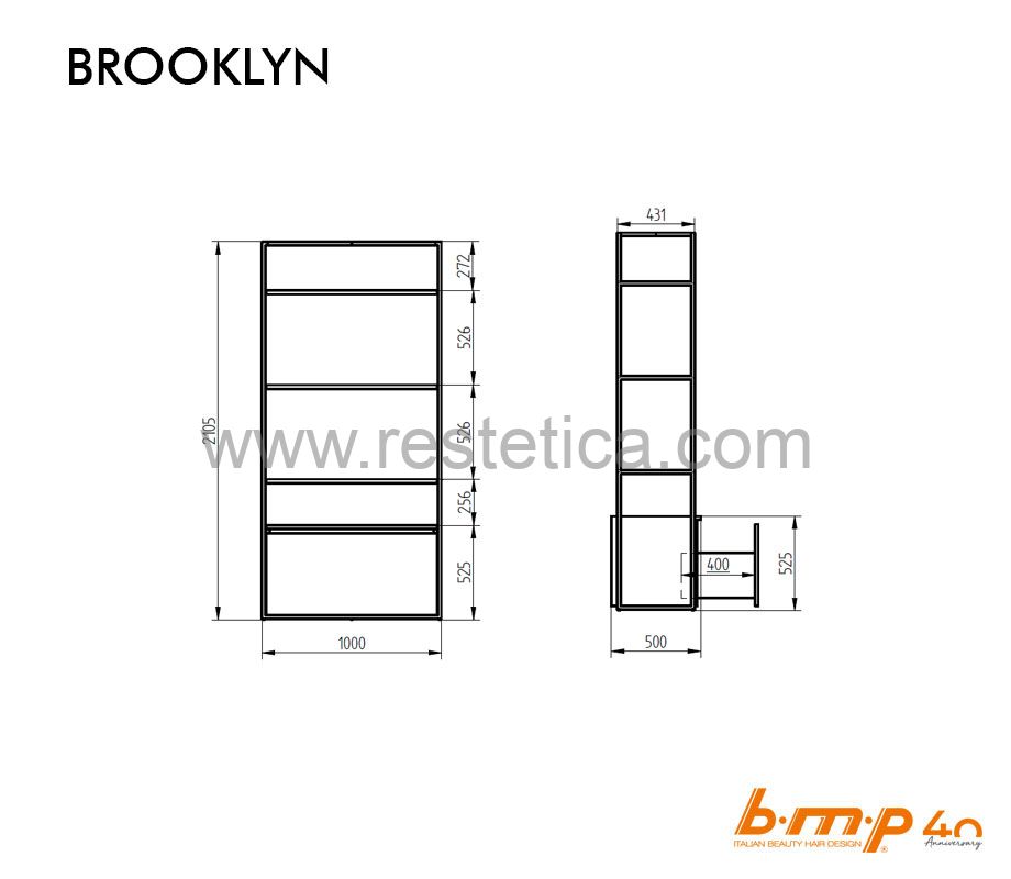 BROOKLYN is a display unit with black metal painted structure by BMP - Sku R868.3