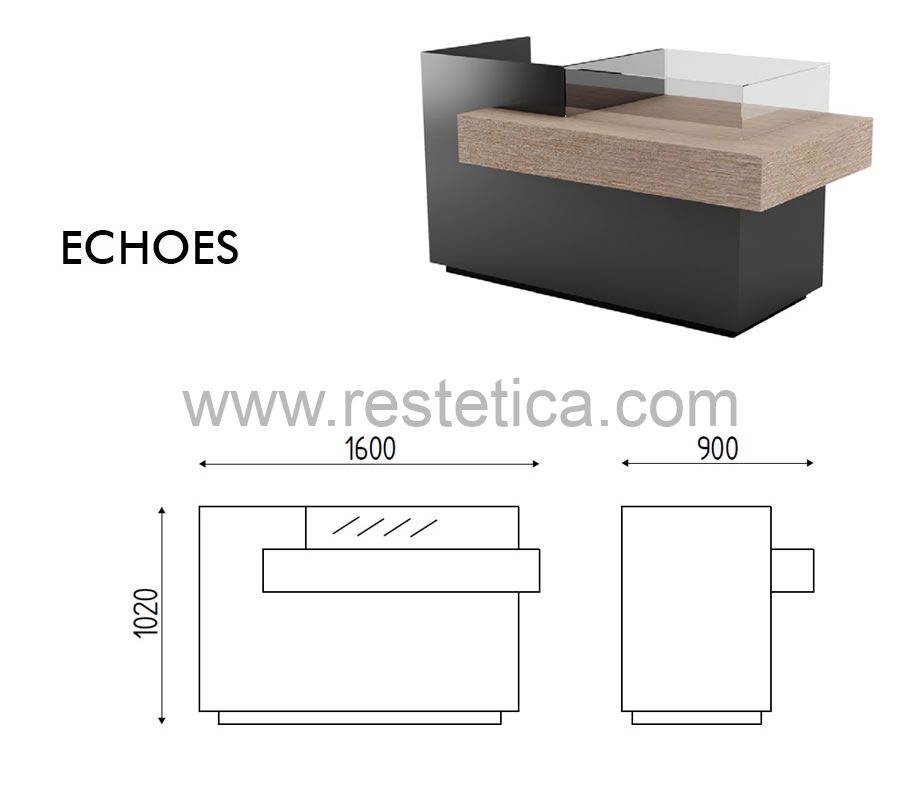 Reception-desk ECHOES 160cm with gloss structure by BMP - Sku R672B